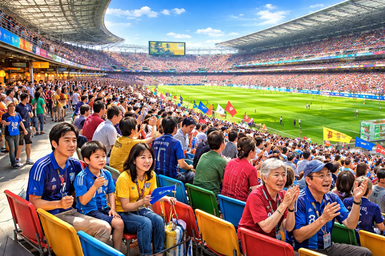 ファミリー層や多様な観客層が共存するフレンドリーなスタジアム